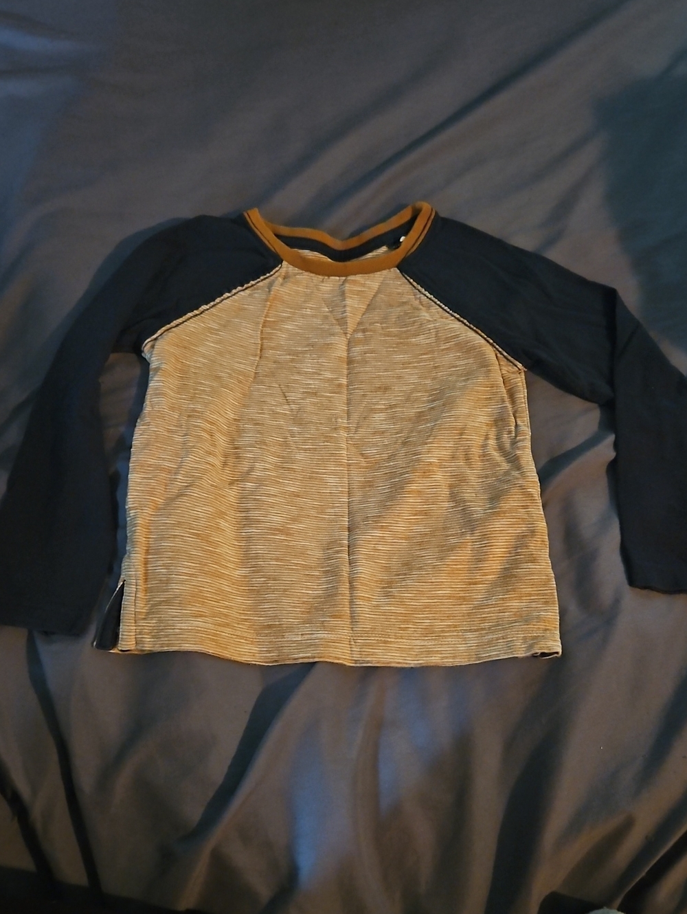 Kids Long-Sleeve Raglan Top in Mustard and Black